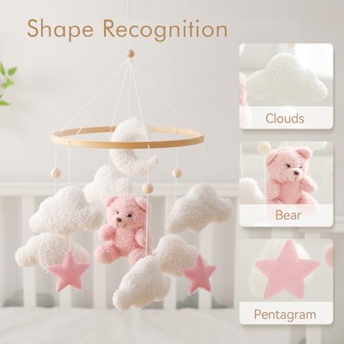 EERKEOD Velvet Bear Nursery Mobile for Crib
