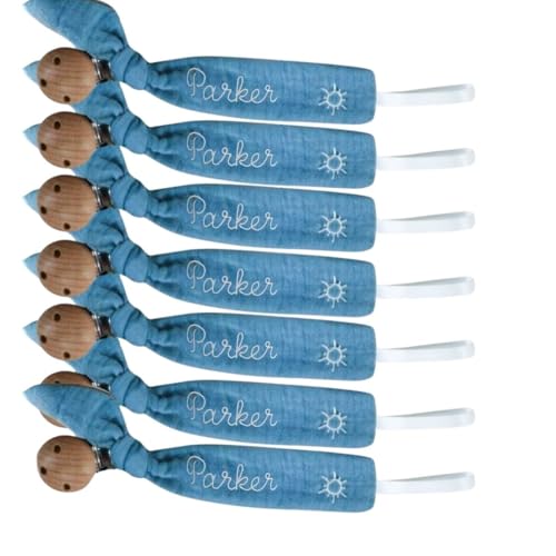Wooden Letter Pacifier Clip with Custom Embroidery