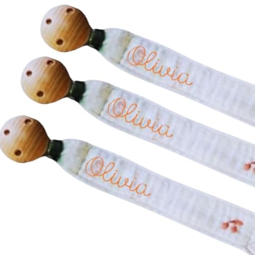 Handmade Pacifier Clip with Embroidery for Baby