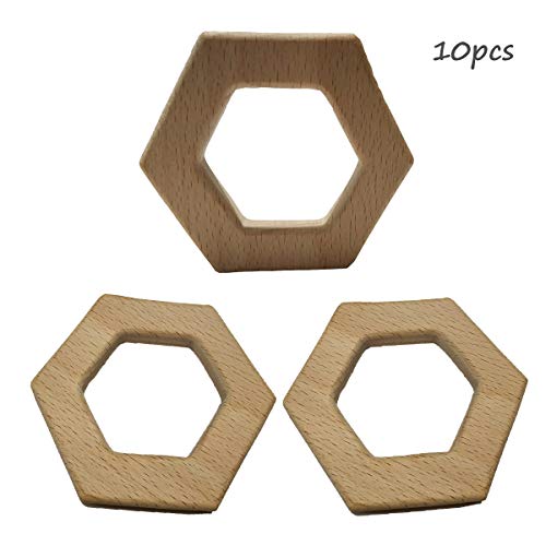 10pcs Natural Wooden Hexagon Animal Pendant for Kids