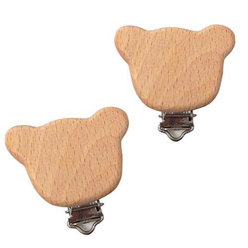 20pcs Natural Wood Pacifier Clips Bear Shape DIY Accessory 1