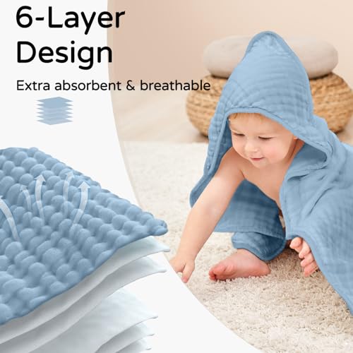 Yoofoss Hooded Baby Towel 2 Pack 32x32 Inch Muslin Cotton