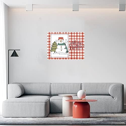 Autravelco Vinyl Wall Quotes Christmas Red Buffalo Plaid Check Sticker