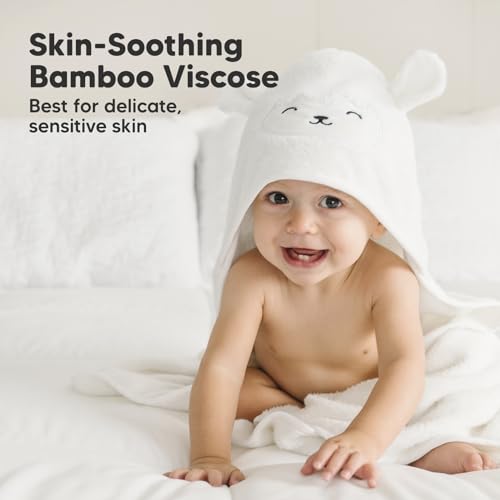 KeaBabies Hooded Baby Towel - Bamboo Viscose 35x35 Soft Absorbent