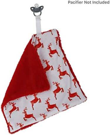 Doodalou Minky Faux Fur Pacifier Blanket Red Reindeer