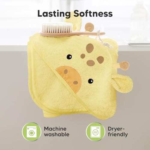 KeaBabies Hooded Baby Towel - Bamboo Viscose Giraffe Design