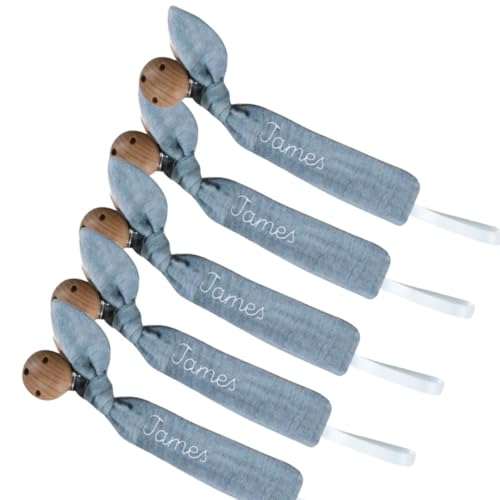 Personalized Grey Pacifier Clip with Embroidery
