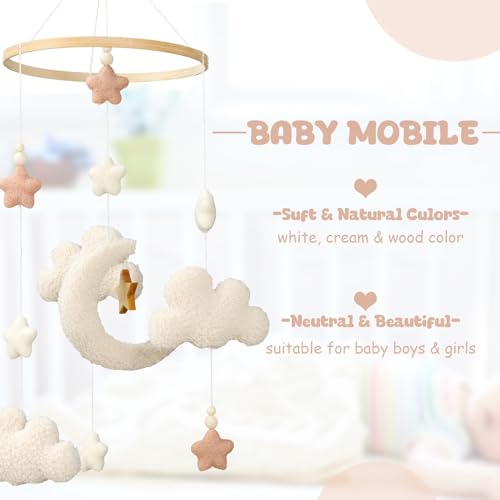 CroBlissful Crib Mobile - Stars Moon Cloud Boho Neutral