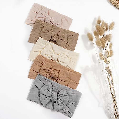 CLLOT Soft Stretchy Headband with Hair Bow for Baby Girls and Toddlers