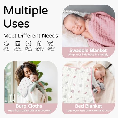 Yoofoss Hooded Baby Towels 2 Pack Muslin Cotton