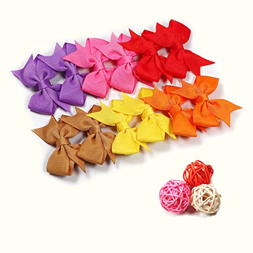ALinmo 2 Baby Hair Clips with Lined Bows in Pairs
