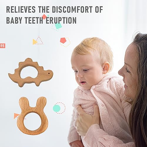 OSTTRPO 12-Pcs Wooden Teether Set for Babies