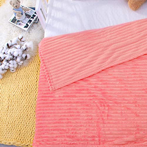 NTBAY Flannel Fuzzy Toddler Blanket - Reversible Stripes 30x40 Inches Pink