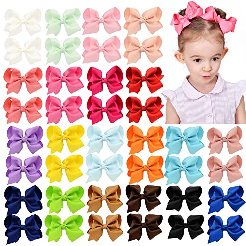 40PCS 45 Inch Grosgrain Hair Bows for Toddlers
