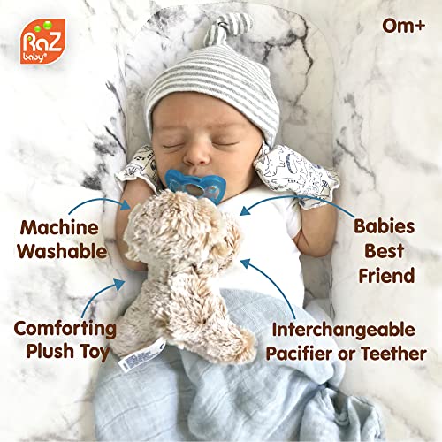 RaZbaby Sloth Teether with BerryBumps Design 3 Months Teething Pacifier Tan