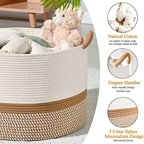 KAKAMAY 20x13 Cotton Woven Storage Basket