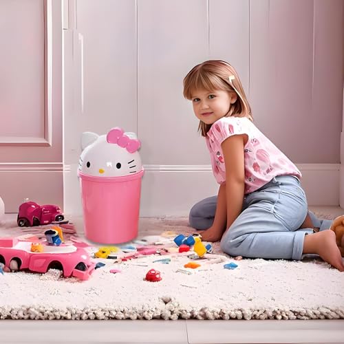 2 Gallon Cute Pink Kids Trash Can for Bedroom