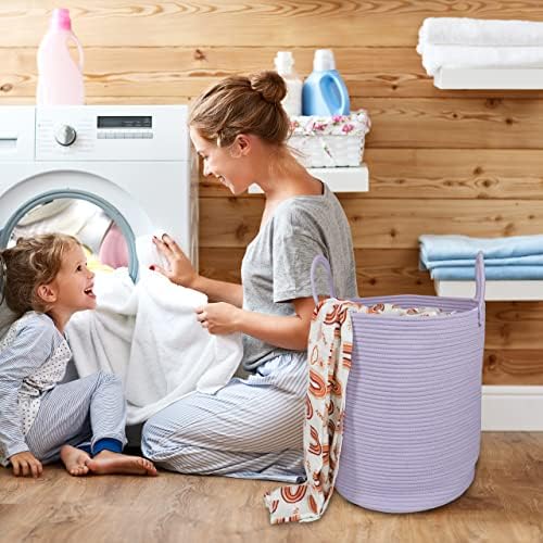XUANGUO Tall Rope Laundry Basket with Handles