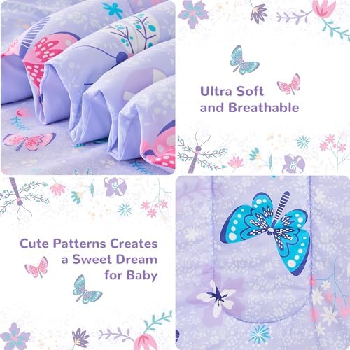 Butterfly Toddler Bedding Set for Girls 4 Piece 1