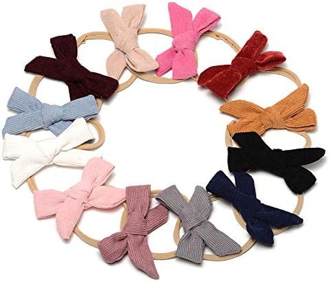 JIFUNEEY Velvet Bow Nylon Headband for Infants Pack of 13pcs