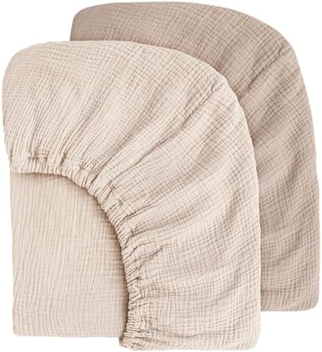 MairMore Muslin Crib Sheets 2-Pack - Soft Breathable Neutral