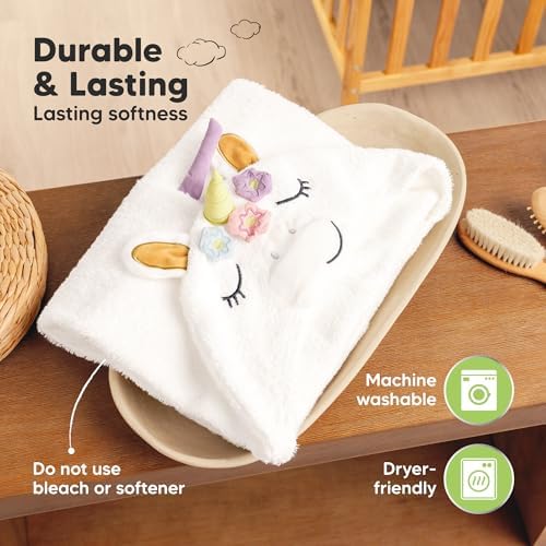 KeaBabies Organic Hooded Baby Towel for Boys Girls