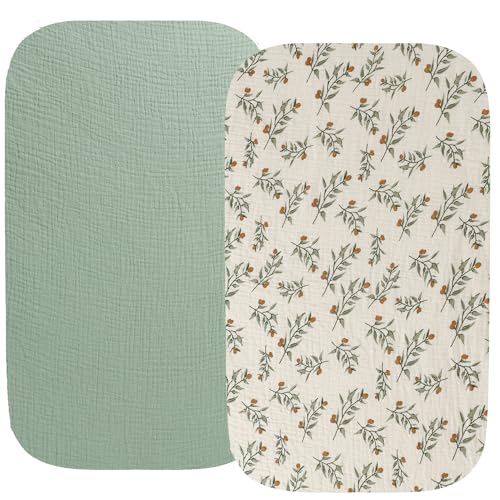 Fadacudan Muslin Bassinet Sheets 2 Pack Cotton Fitted Roman