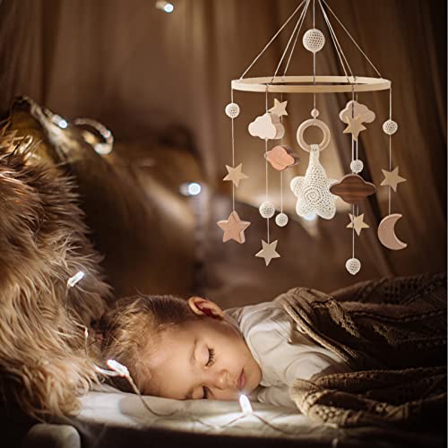 Gender Neutral Baby Crib Mobile Boho Stars Clouds Decor