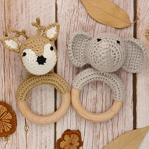 Joliecraft Woodland Friends Baby Rattle Shaker Toy Gray Elephant