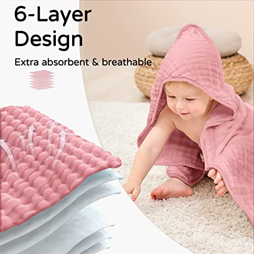 Yoofoss Hooded Baby Towels 2 Pack Muslin Organic Cotton 1