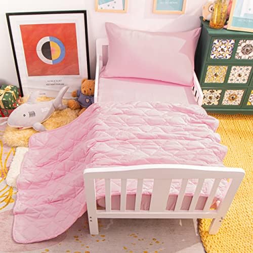 NTBAY Toddler Bedding Set - 4 Piece Pink