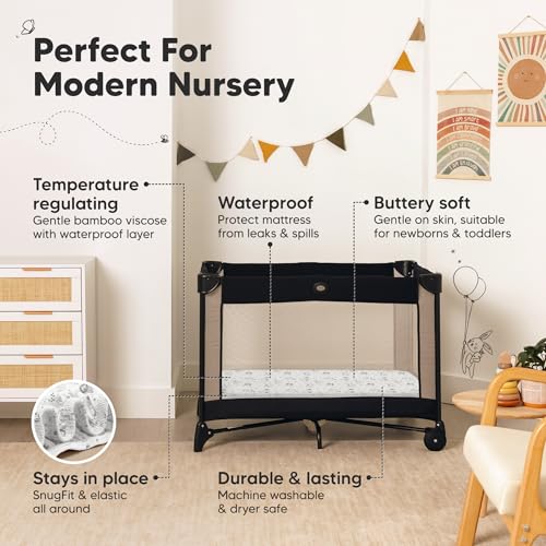 KeaBabies 2-Pack Waterproof Pack and Play Sheets - 38 x 26 Viscose Bamboo