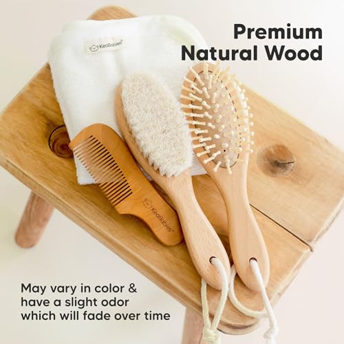 KeaBabies Wooden Baby Hair Brush with Soft Goat Bristles 1
