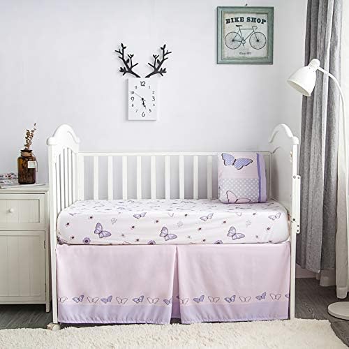 La Premura 3-Piece Purple Butterfly Crib Bedding Set for Girls
