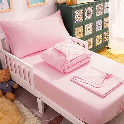 NTBAY Toddler Bedding Set - 4 Piece Pink