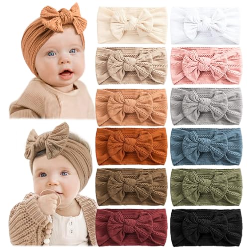 Prohouse 12 PCS Soft Stretchy Baby Headbands