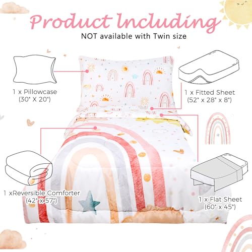 CARUILI Toddler Bedding Set for Girls 4 Piece Rainbow