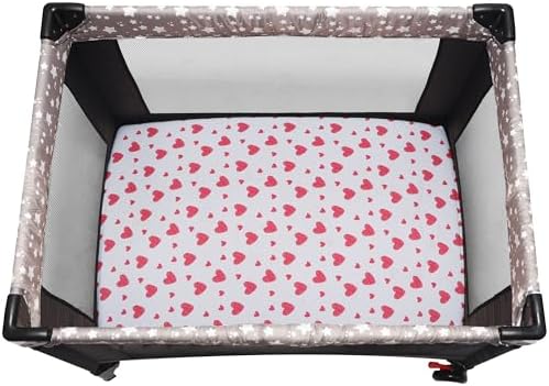 GUNTAIL Pack n Play Sheets 2 Pack Love Pink 38x26 Inch