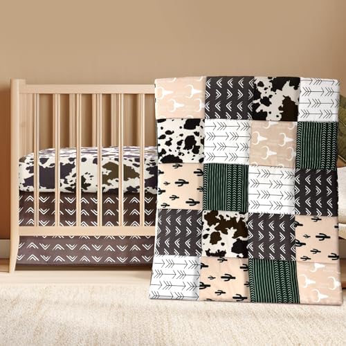 Hahafelt 3 Piece Patchwork Crib Bedding Set 1
