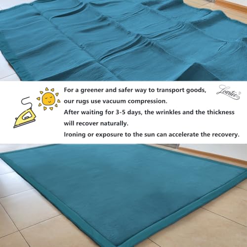Loartee Velvet Play Mat for Toddlers Blue 49x49