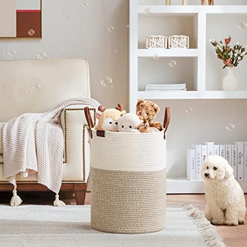 VIPOSCO Tall Laundry Basket 58L Woven Rope Hamper 1