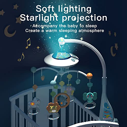 Lcasio Baby Crib Mobile with Music and Night Light - Blue