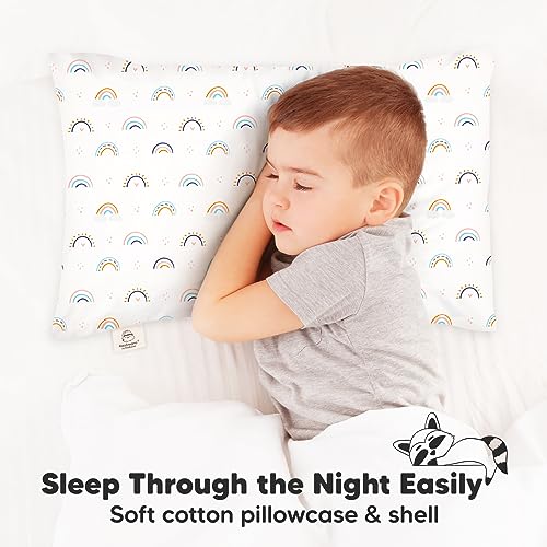 KeaBabies Jumbo Toddler Pillow with Case - Jolly Rainbow Design