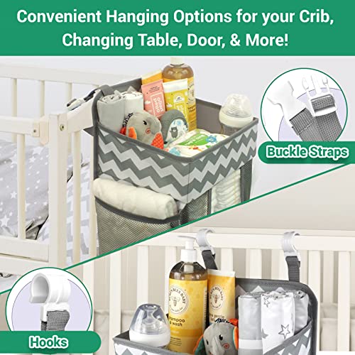 Babywards Hanging Diaper Caddy - 2 Compartments 3 Mesh Pockets
