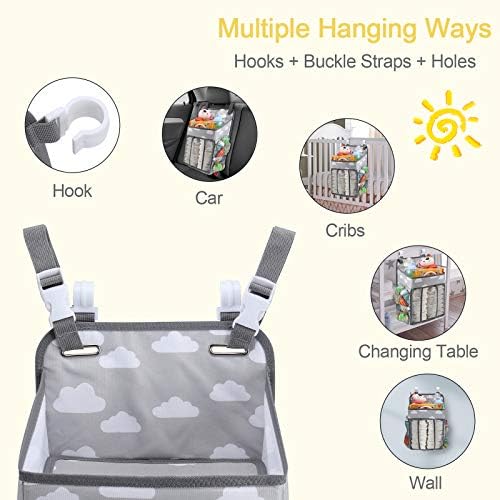 Accmor Hanging Baby Diaper Caddy Organizer Grey Cloud