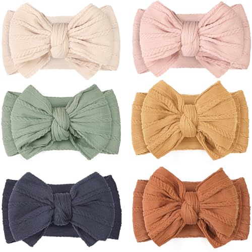 CELLOT 2024 Super Stretchy Soft Headbands with Double Bows Set - Pack of 6