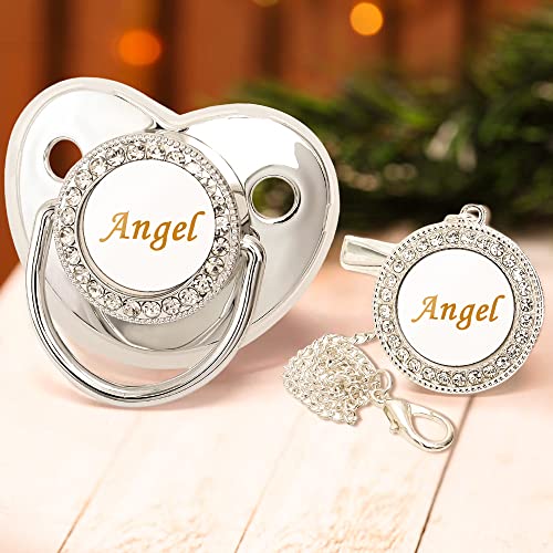 Personalized Pacifier Clip Set with Name and Glitter Design