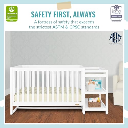 Dream On Me Milo 5-in-1 Crib Changing Table in White