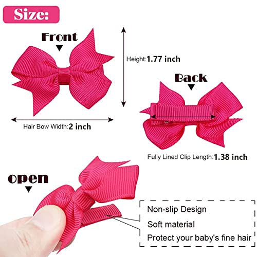 ALinmo 2 Baby Hair Clips with Lined Bows in Pairs