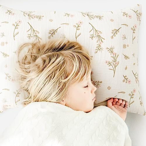 Konssy Muslin Toddler Pillowcase 2 Pack - Pink Floral